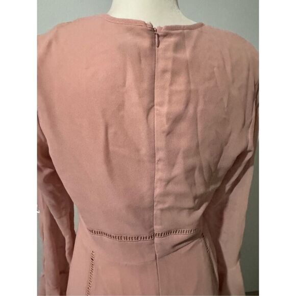 ASOS pink embroidered bell sleeve pink dress 8 - Picture 4 of 10